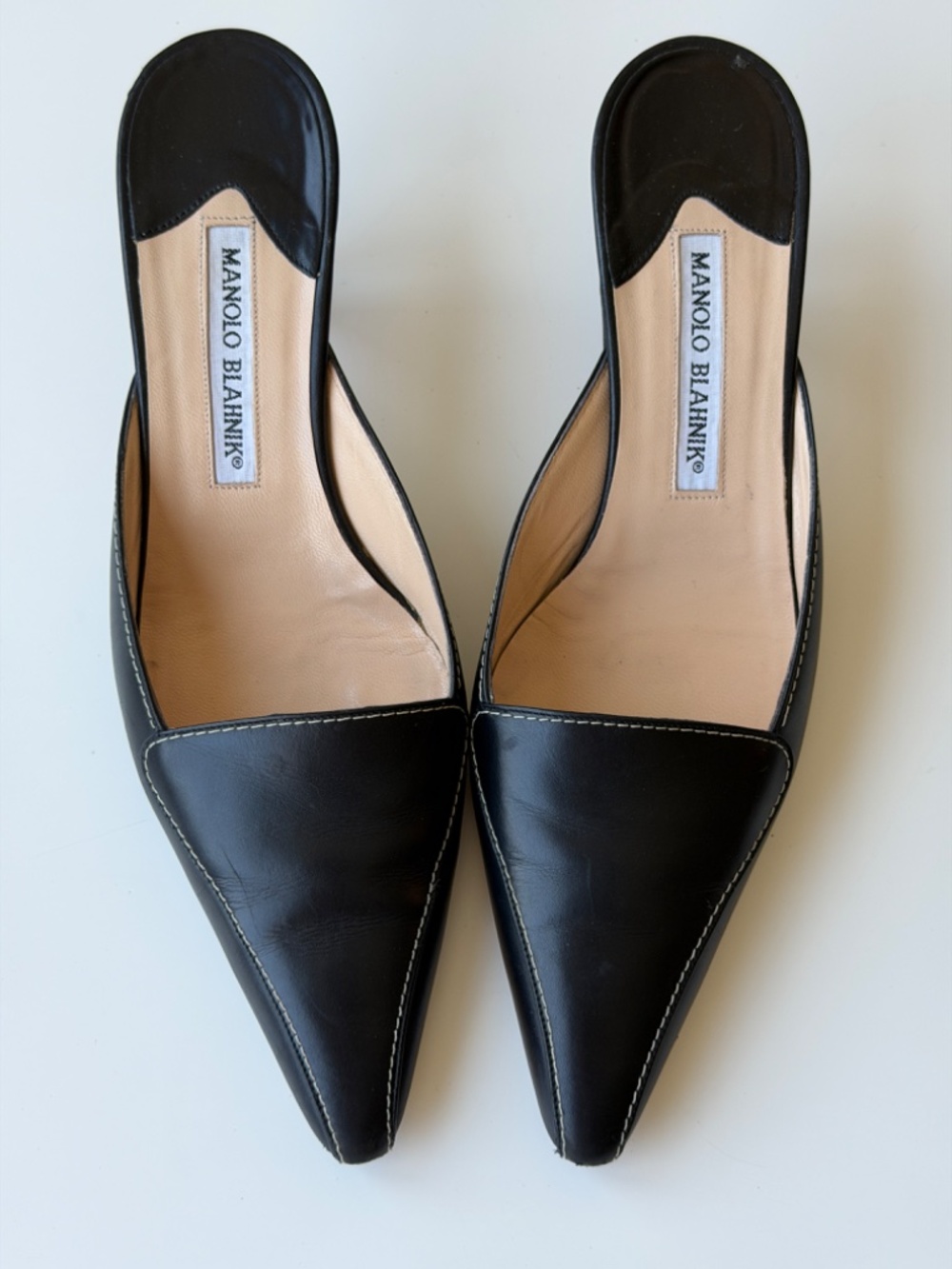 Manolo Blahnik Vintage black leather mules, IT 38.5 - Picture 2 of 12